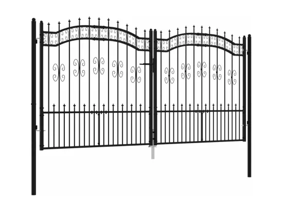 Portail et sommet de lance Noir 305x198 cm Acier enduit poudre
