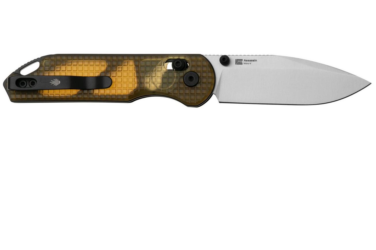 Kizer Vanguard Assassin V3549A1 Satin Nitro-V, Yellow Ultem, zakmes, Azo design