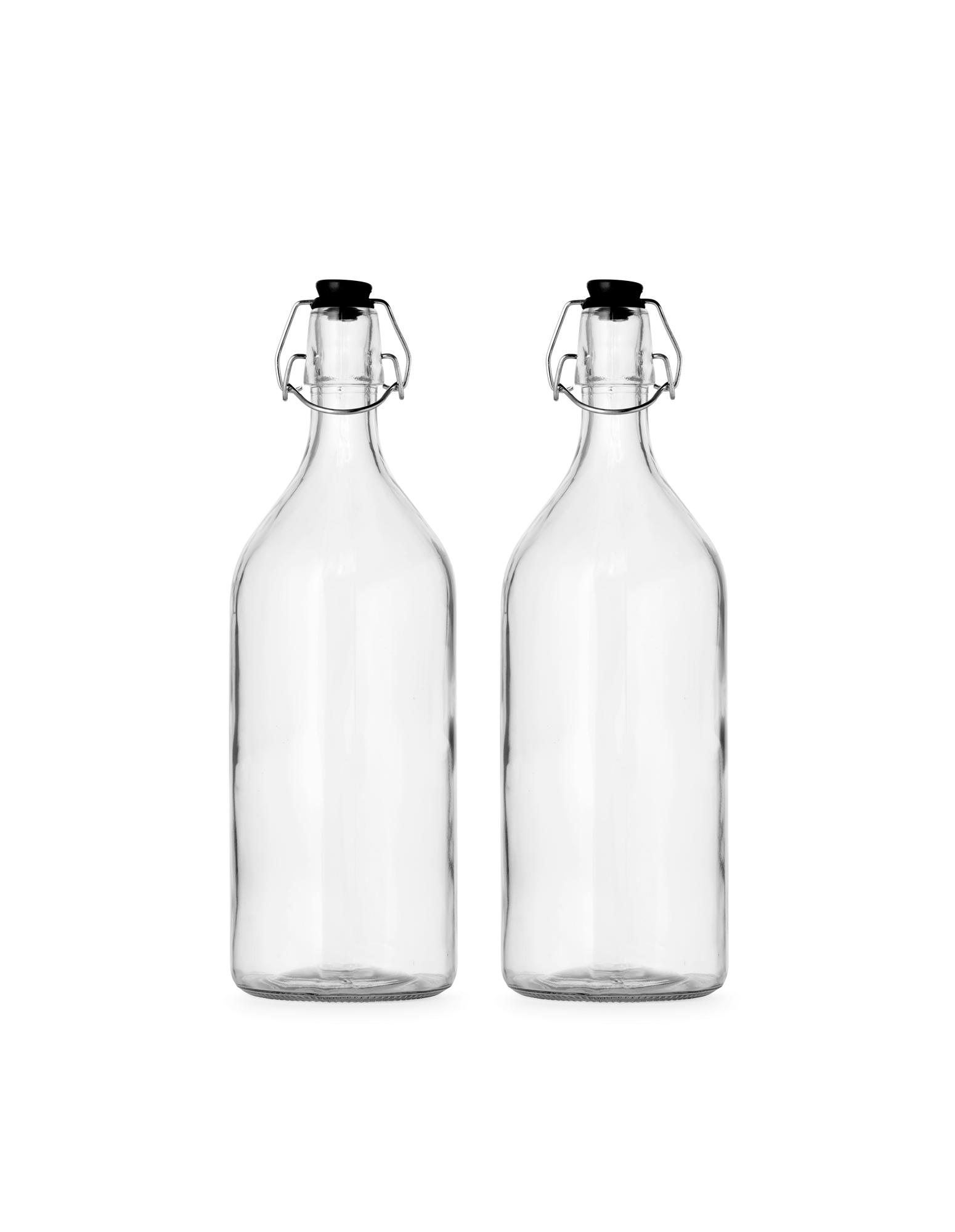 Patentflasker 2-pak | Glas. 1 liter. 2 stk. | Clear, Black
