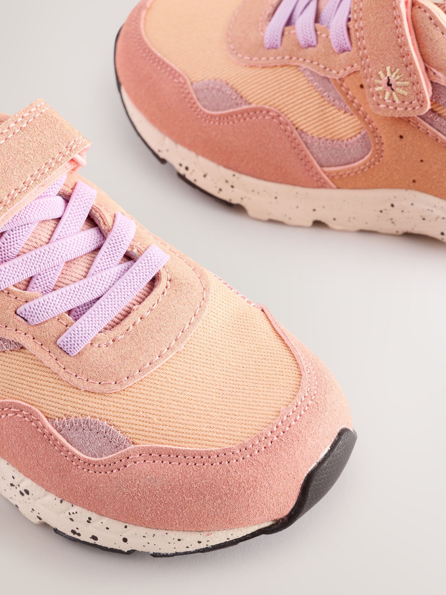Meerkleurig oranje - Sneakers met elastische veters en klittenbandsluiting