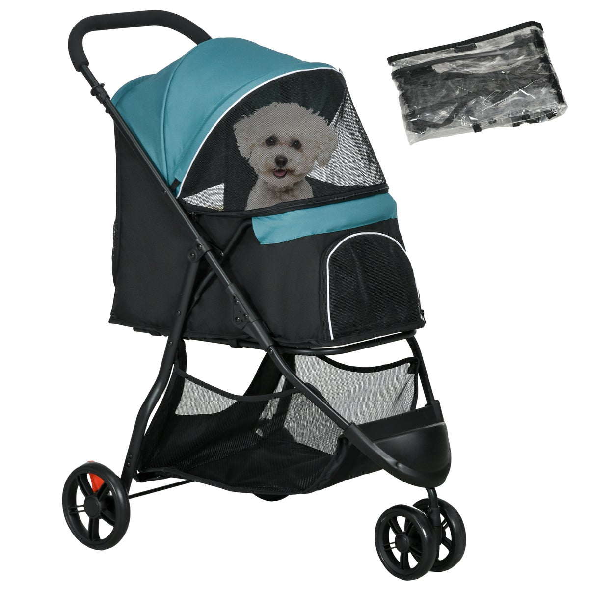 PawHut hondenbuggy, 80,5L x 51,5B x 100H cm, Oxford-stof, kunststof, donkergroen