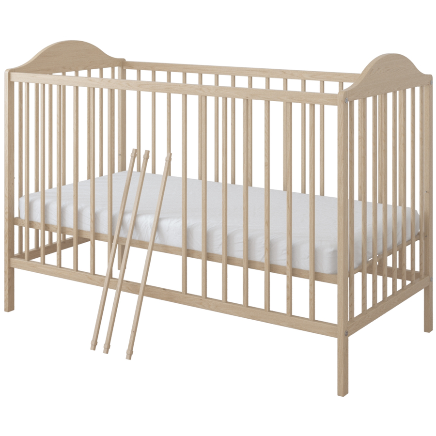 Kids Collective Babybett Gitterbett 60x120 höhenverstellbar | herausnehmbare Sprossen Stäbe natur
