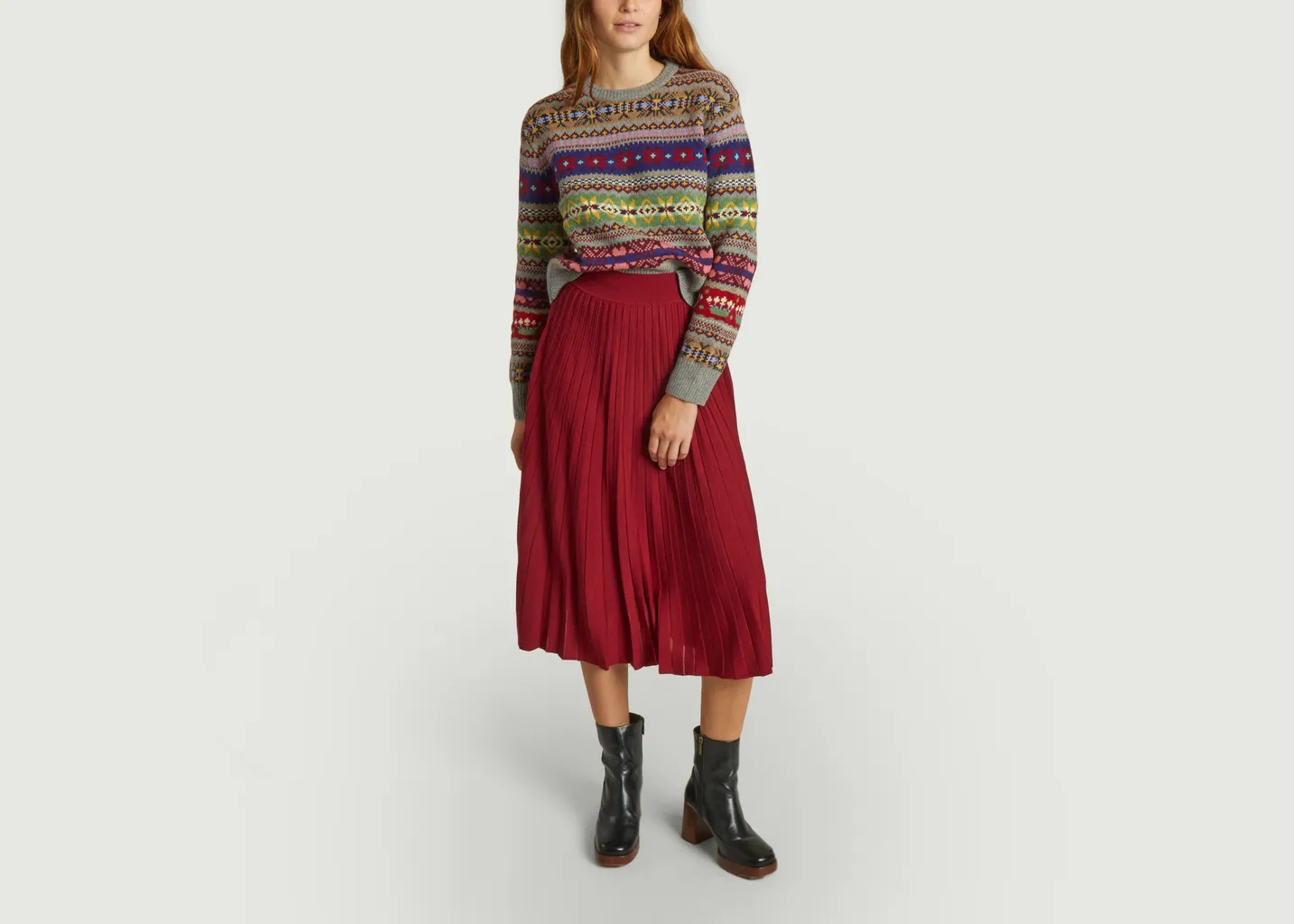 Jupe midi en coton plissé Polo Ralph Lauren