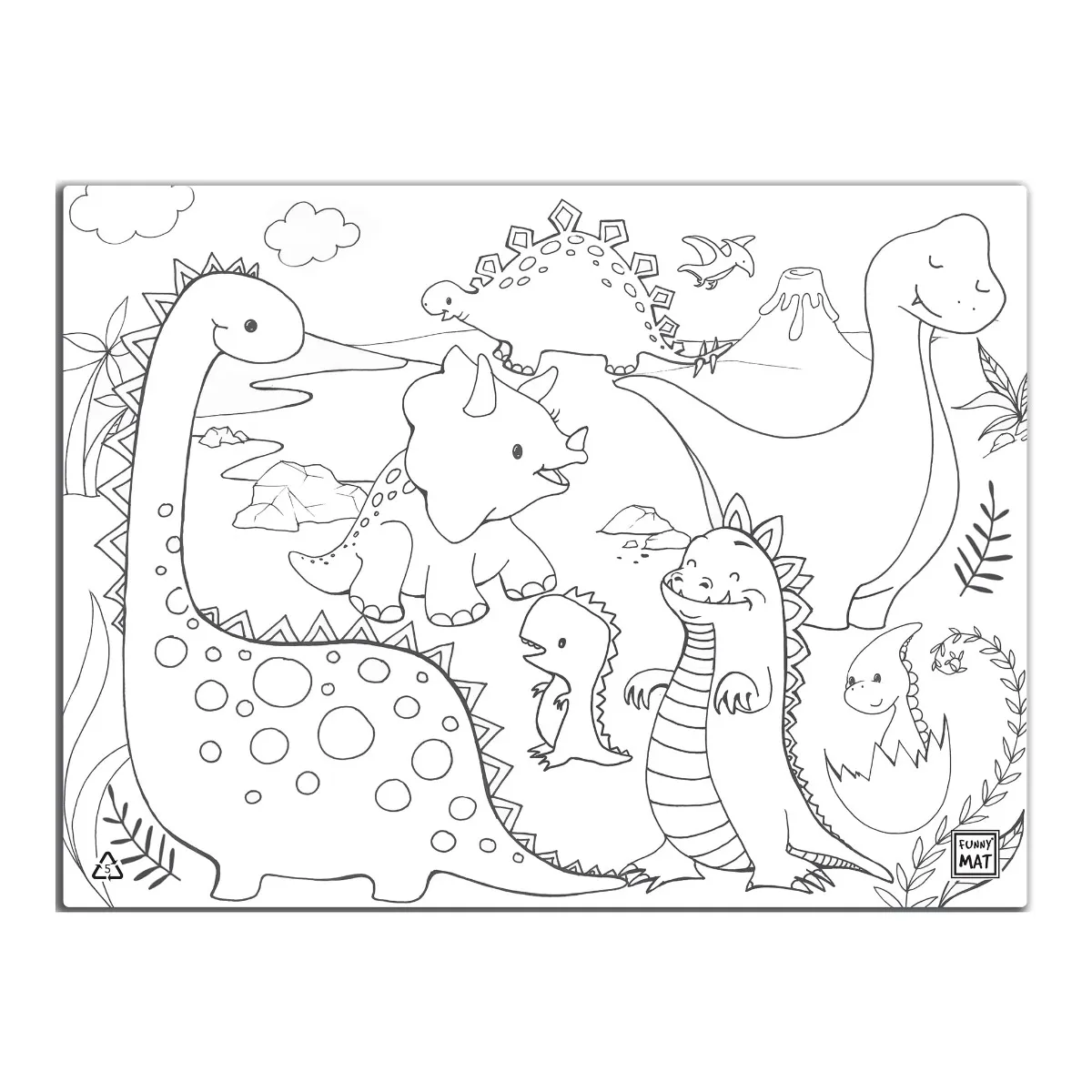 Funny Mat Casse-tête à Colorier et Crayons Lavables - Dinosaures