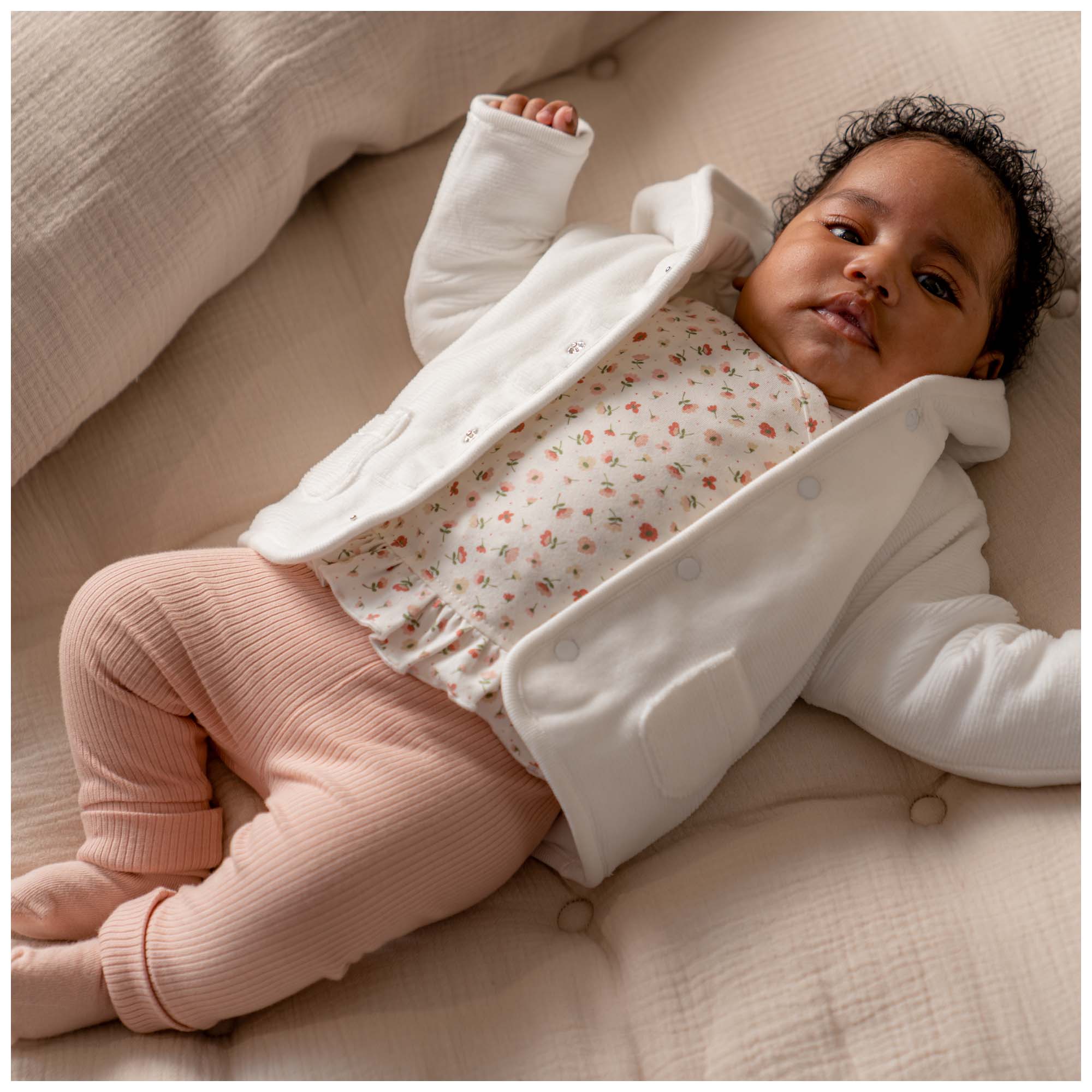 Prénatal newborn jas teddy lange mouwen effen wit