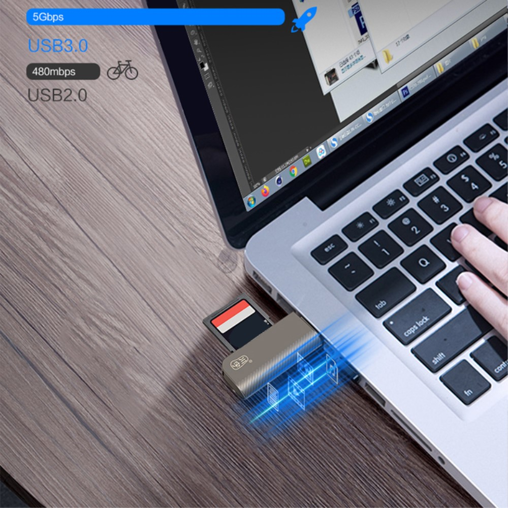 USB 3.0 Kartenlesegerät Card Reader für SD und Micro SD Speicherkarten - Grau