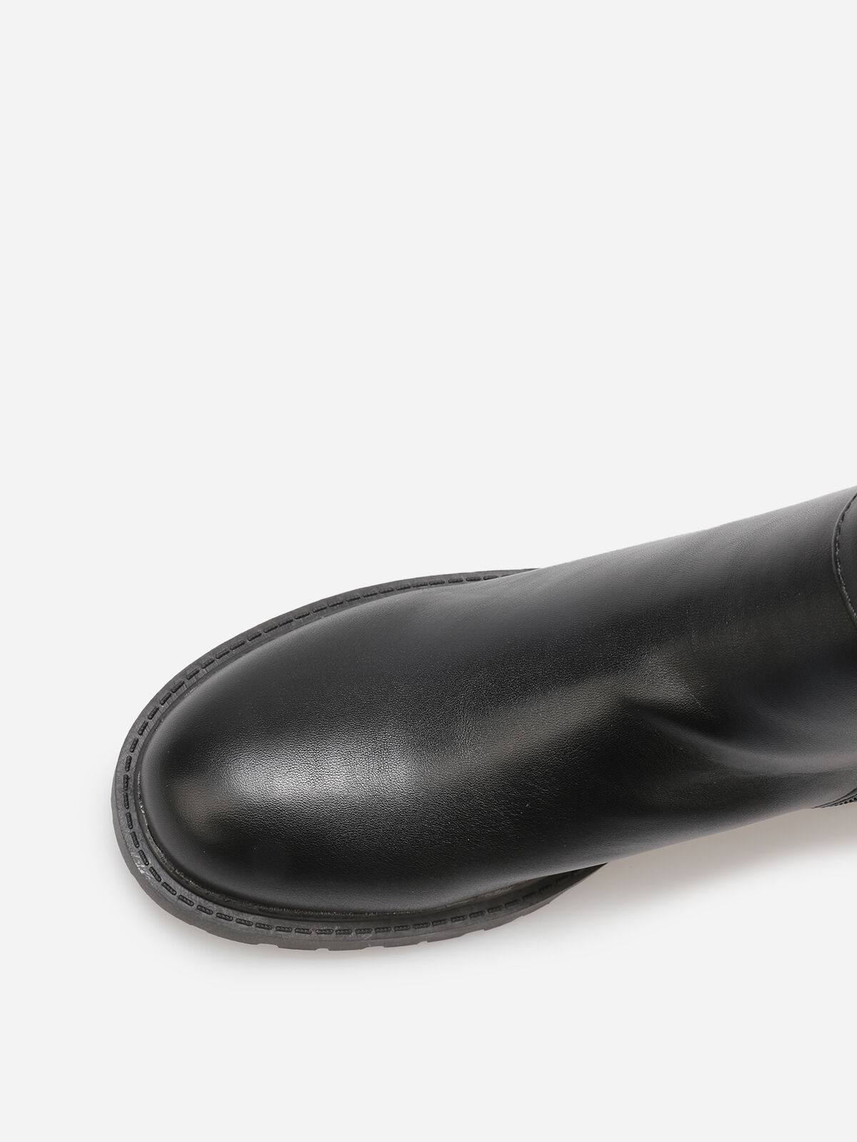 Bottines plates bi-matière à boucle dorée- Noir