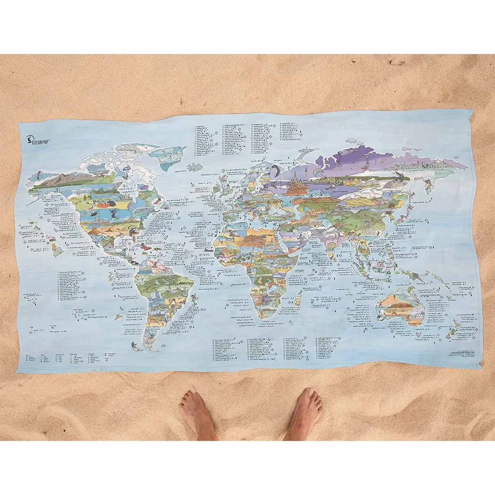 Mapas incríveis Mapa de kitesurf: Os melhores lugares do mundo toalha