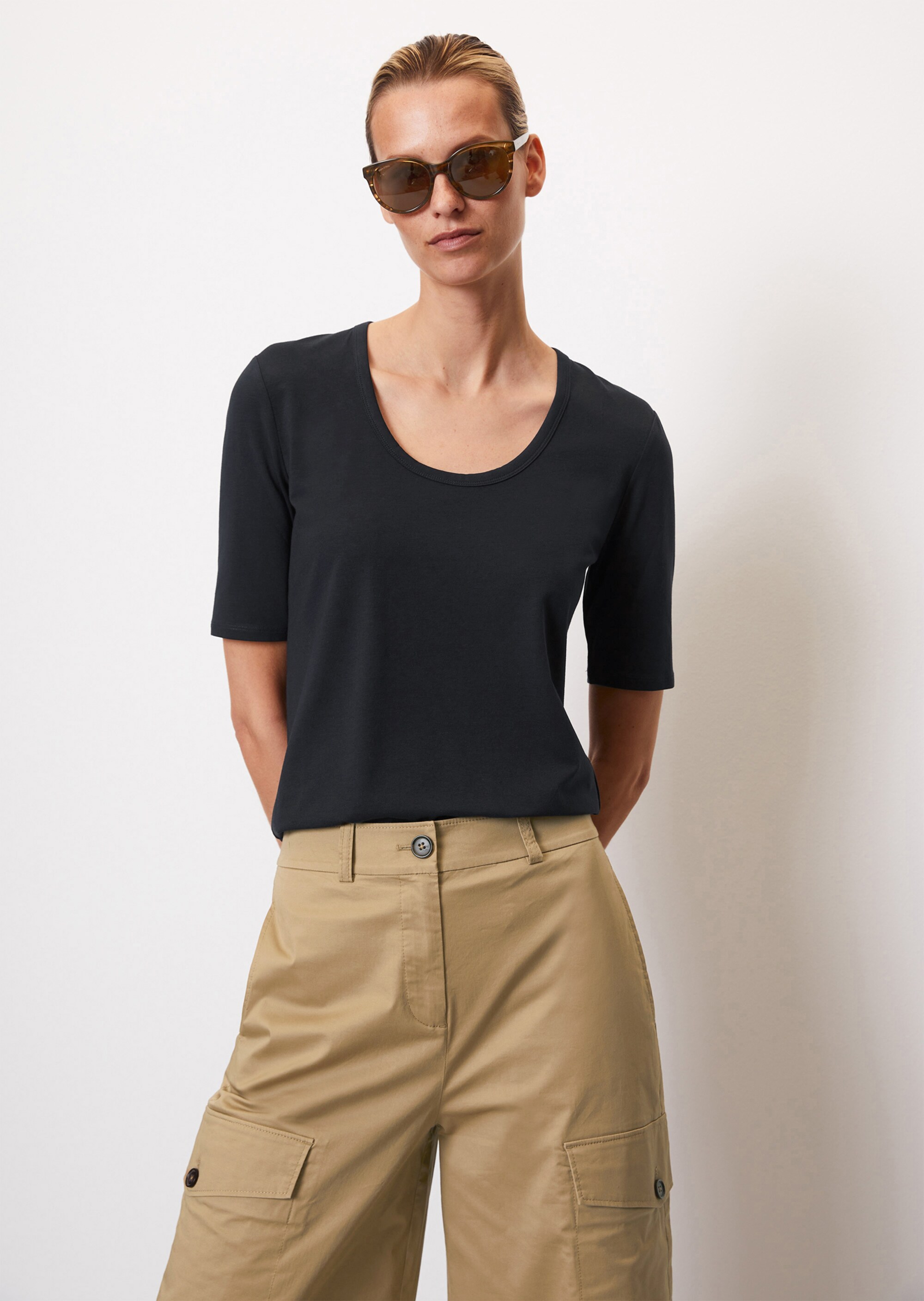 Basic T-Shirt slim aus stretchigem Modal-Organic-Cotton-Jersey