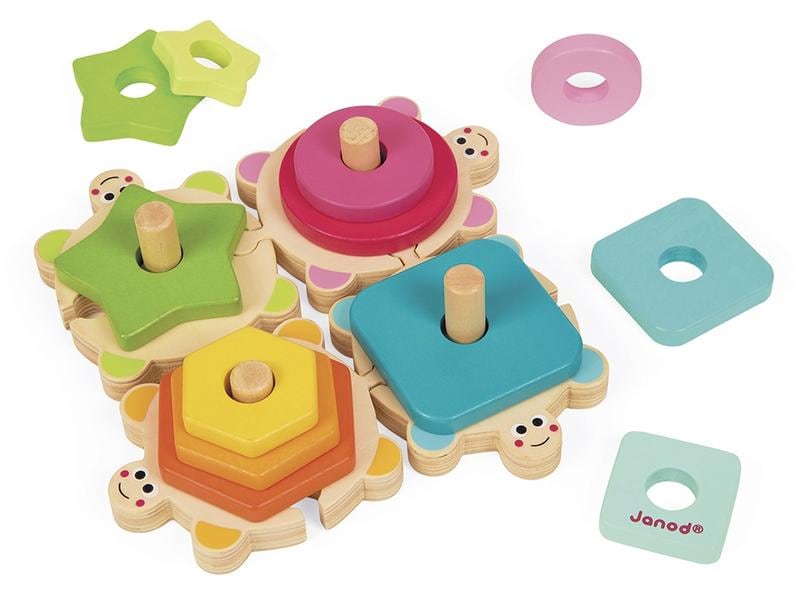 Janod Steckspiel Schildkröten Holz-Steckpuzzle Schildkröten