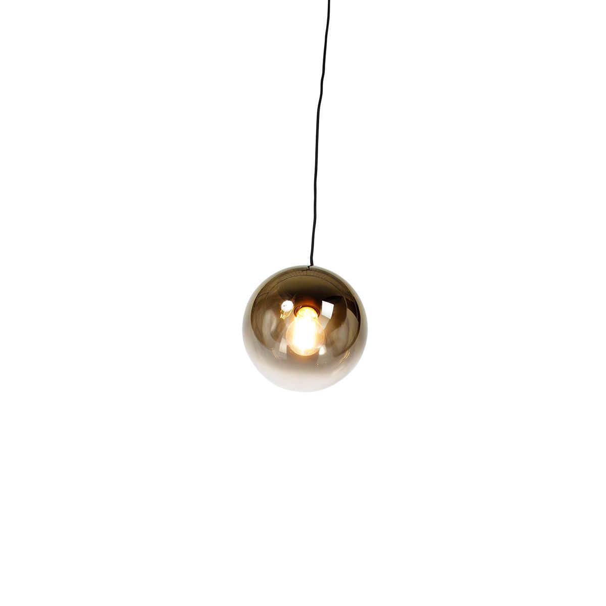 Smart hanglamp zwart met goud glas 20 cm incl. Wifi A60 - Pallon