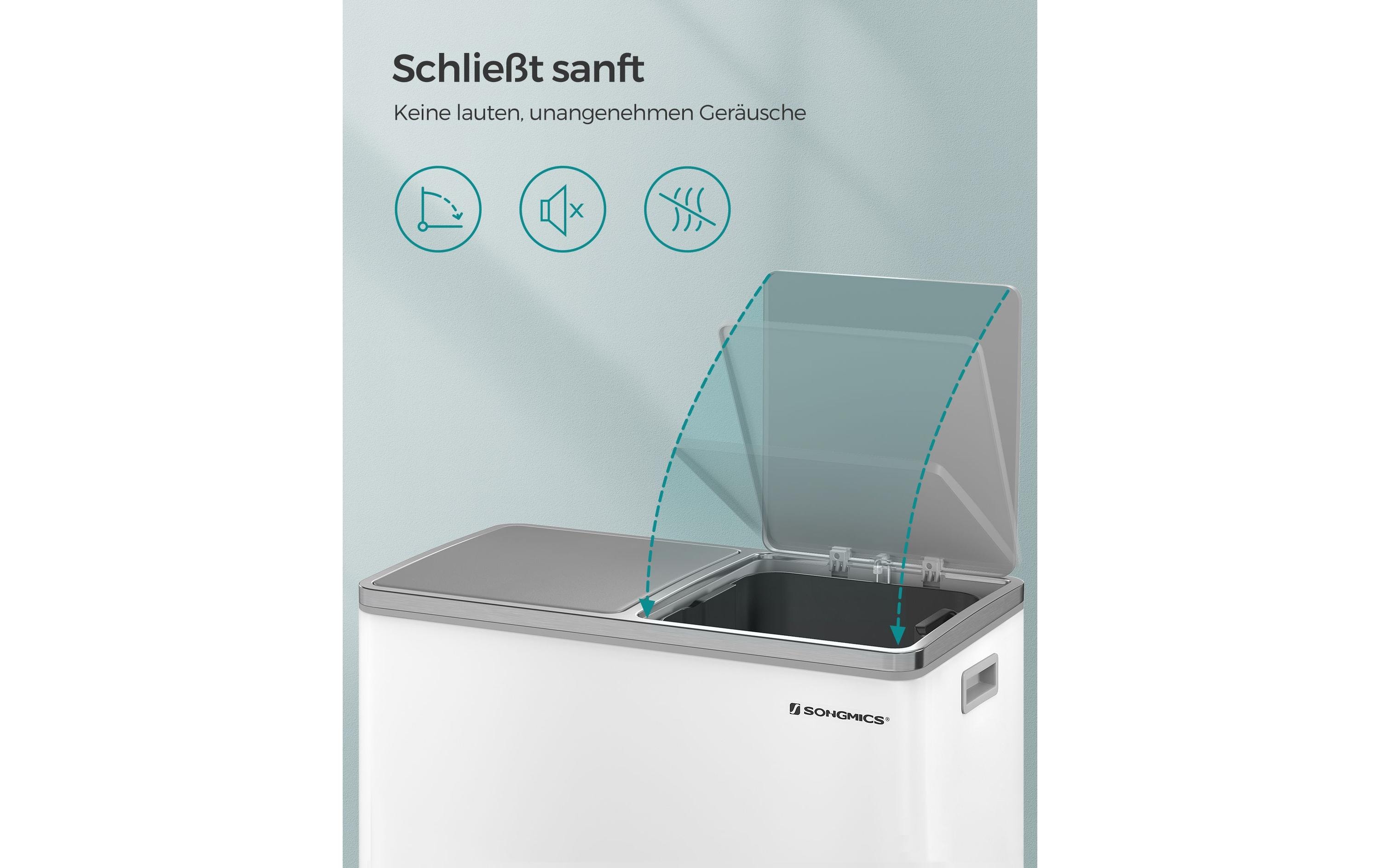 Abfalleimer Mülleimer 60 l, Weiss<br>Treteimer mit zwei Fächern