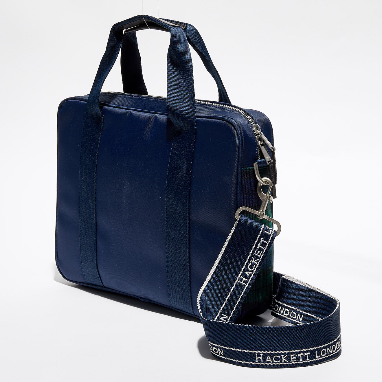 Hackett London Cartable Tartan bleu - 37x27x6 cm