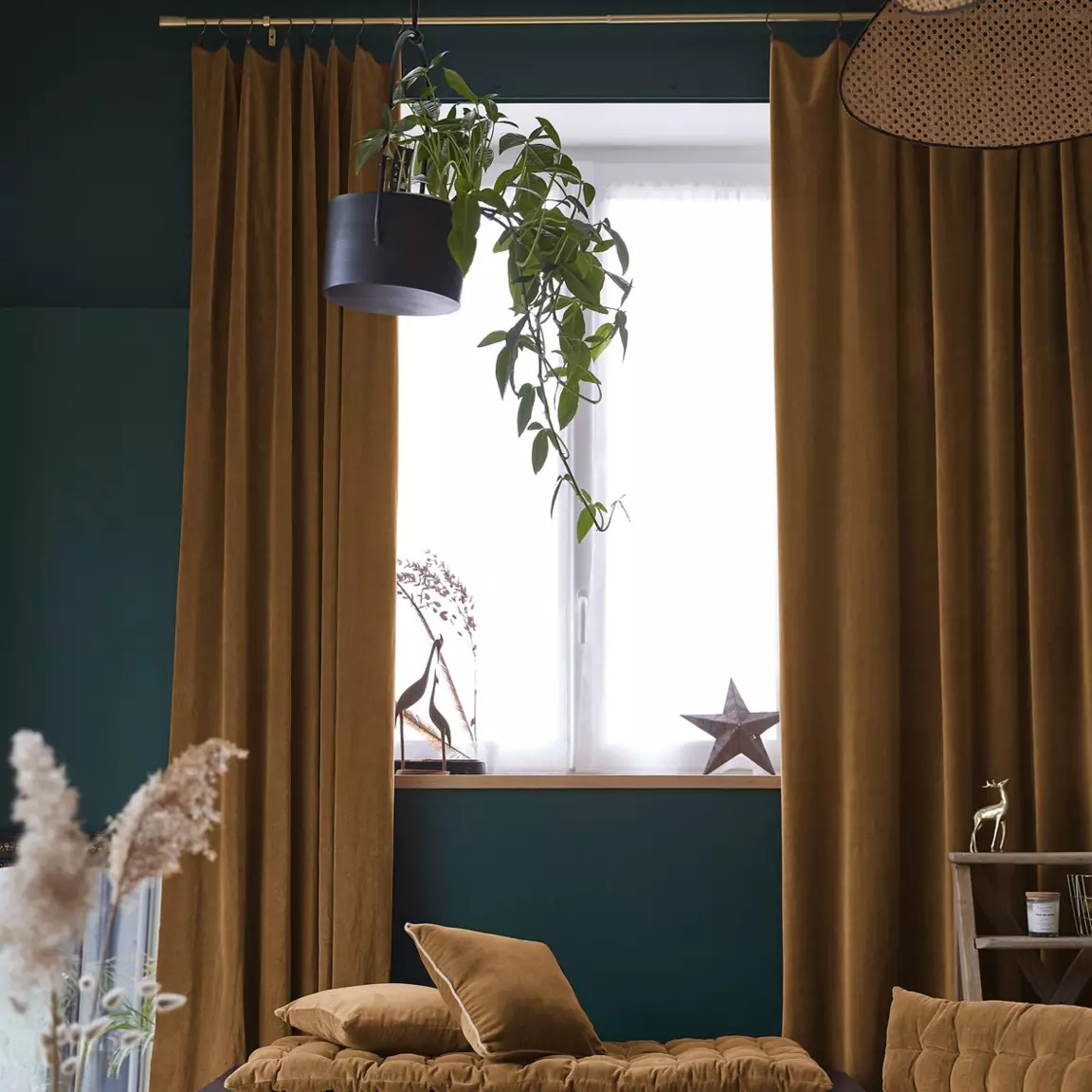 Rideau velours de coton ajustable (140 x max 270 cm) César Camel