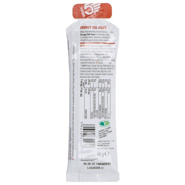 High5 Unisex Energi Energy Aqua Gel Berry 66g Hvid