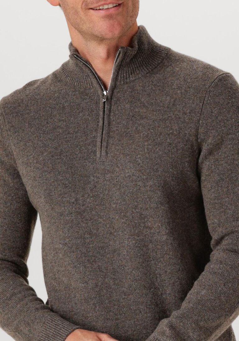 grijze profuomo trui pullover half zip wool blend