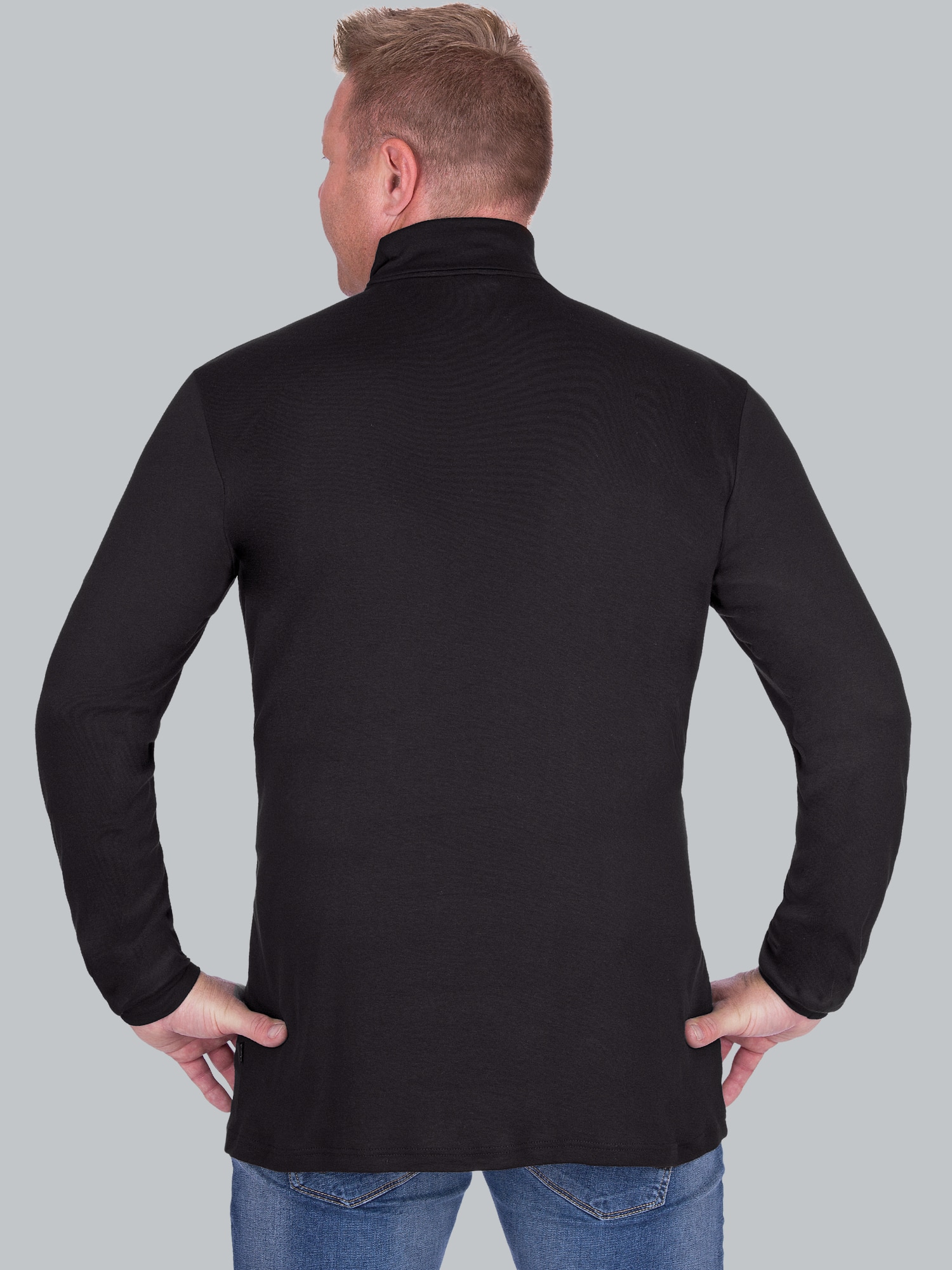 Langarm Ski/Sportrollkragenpullover Schwarz