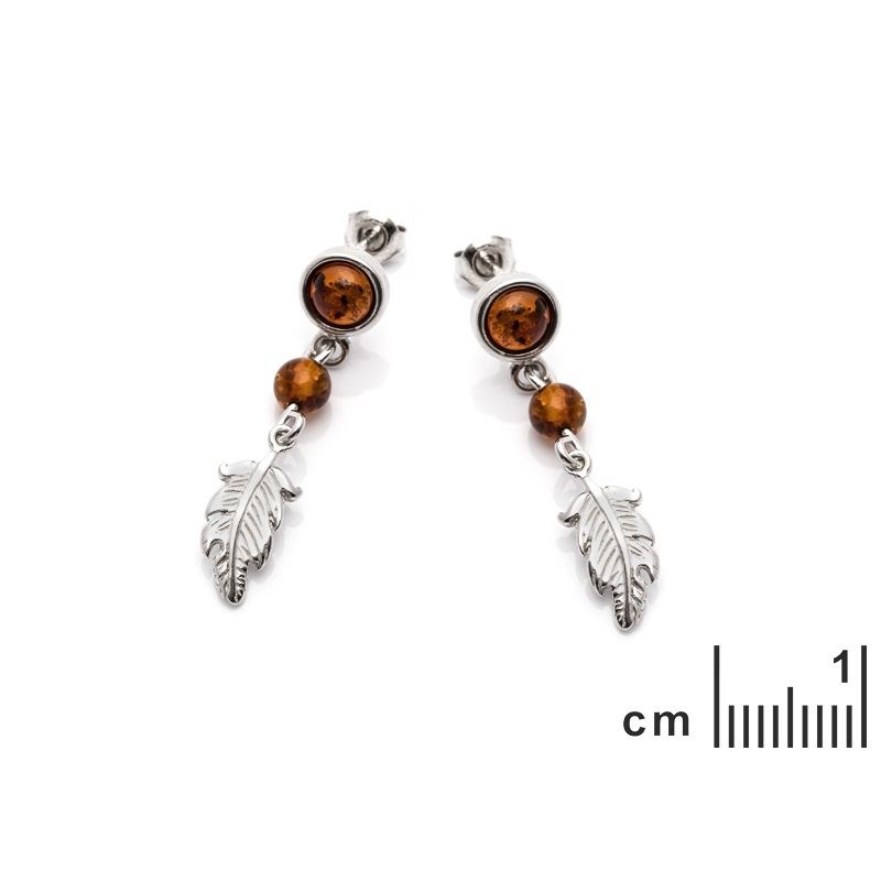 Boucle d'oreille argent 925 Ambre veritable de la mer Baltique