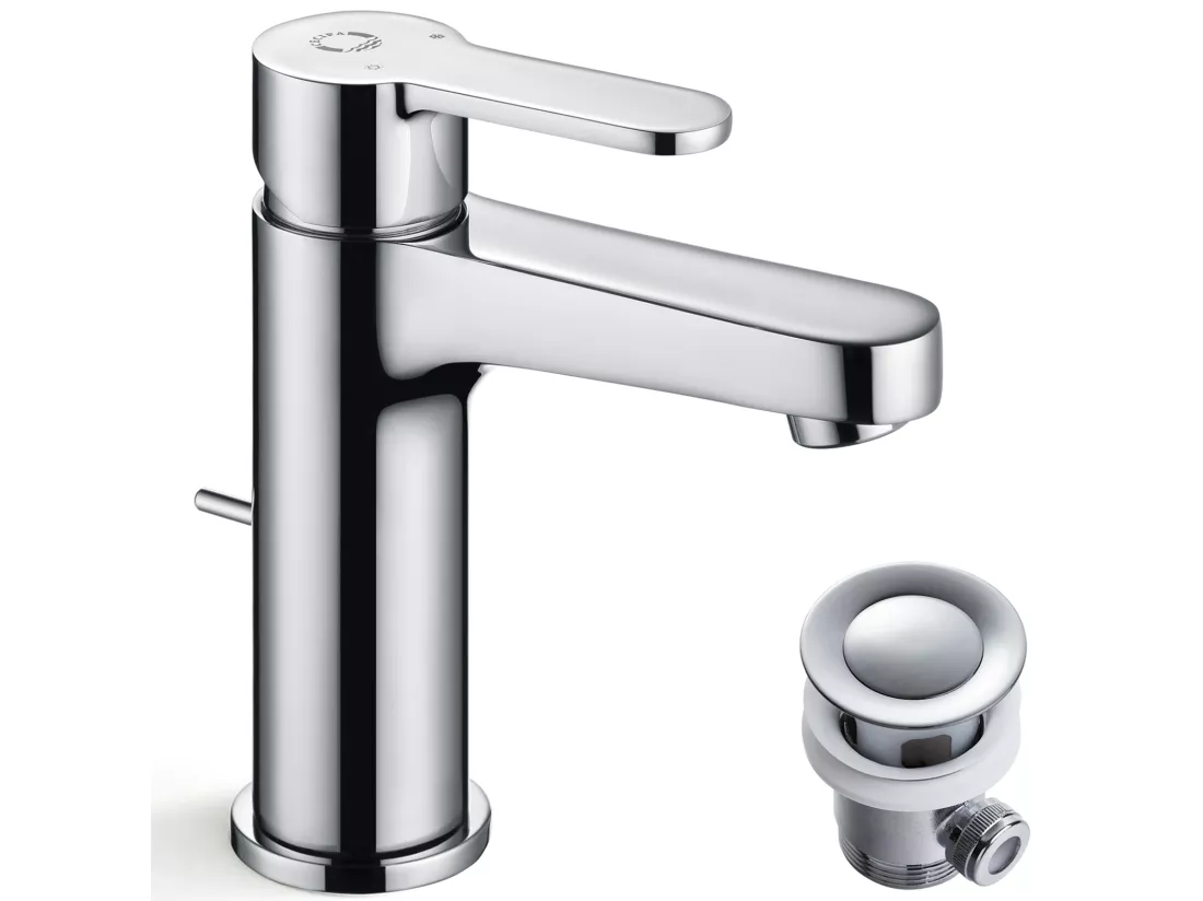 Cecipa max Robinet de Lavabo Chrome, Robinet de Salle de Bain Avec Vidange Automatique, Mitigeur de lavabo pour Salle de Bain,EU Modèle
