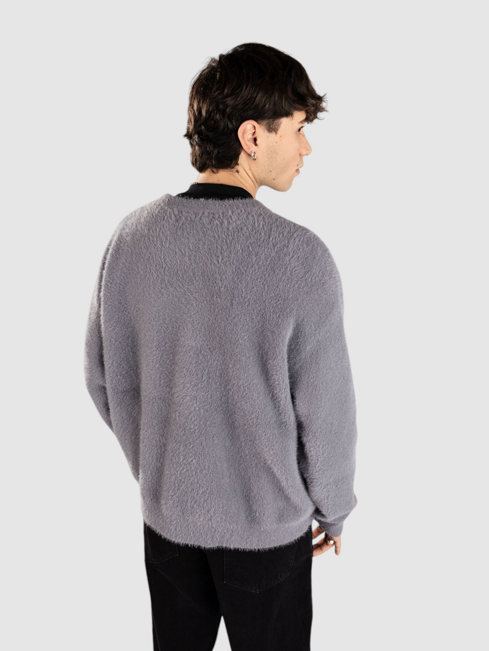 Another Cotton Lab Chest Logo Mohair Pullover dark grey