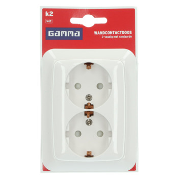 GAMMA K2 Dubbel Geaard Stopcontact Wit