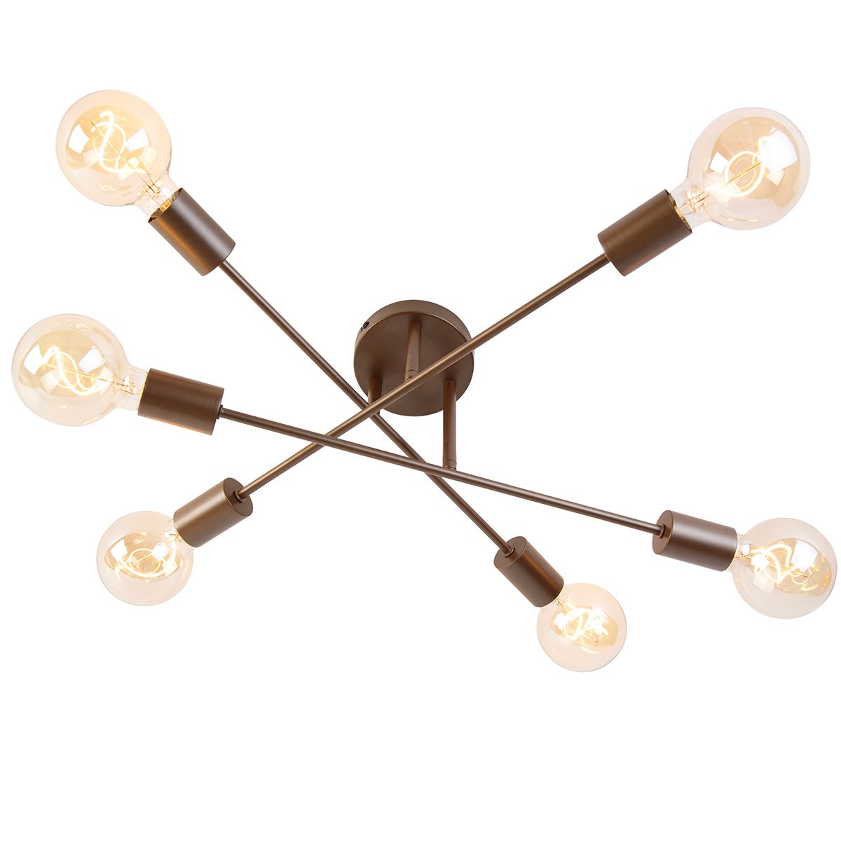 Industriële plafondlamp donkerbrons 6-lichts - Sydney