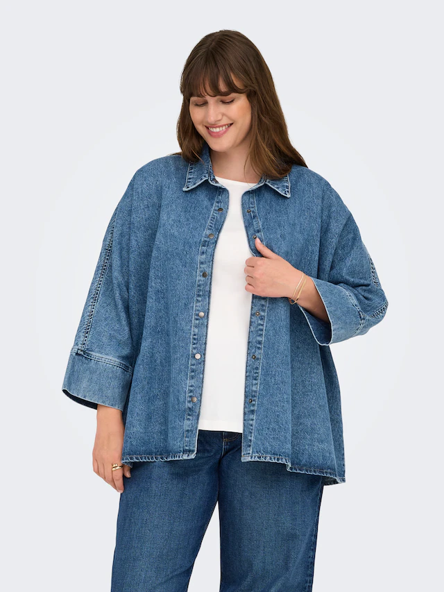 ONLY CARMAKOMA Jeansbluse »CARGRACE 3/4 DNM SHIRT CRO«