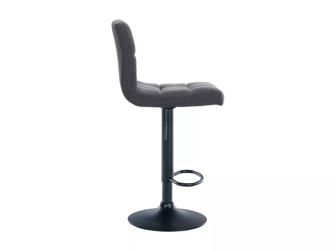 Lot de 2 Tabouret de bar - Tissu & Métal noir mat - Gris clair - Calma