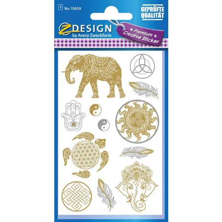Avery Zweckform 55659, Metallic Stickers, Kraft, 11 Aufkleber