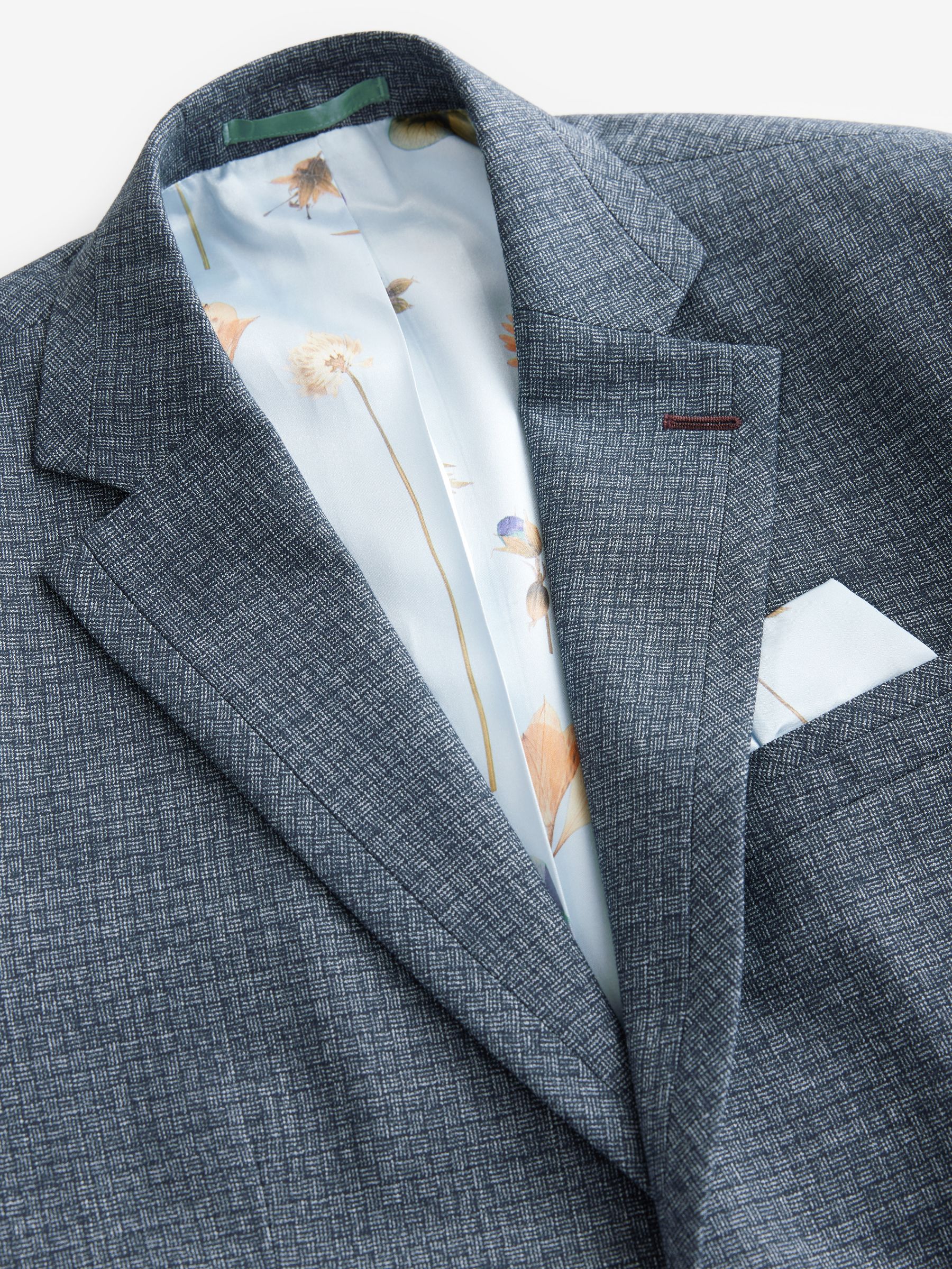 Blauw - Regular Fit Trimmed Textured Suit Jacket