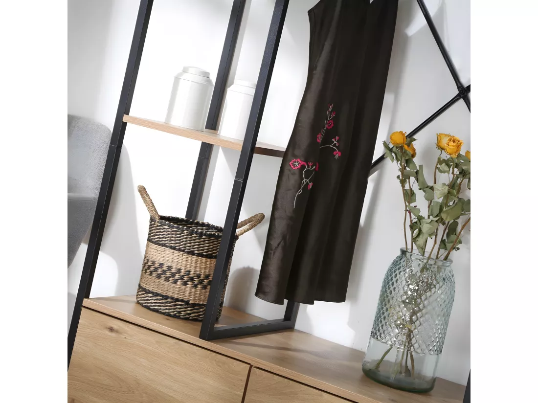 Penderie avec étagères et rangements 2 portes H167 cm - LENNY