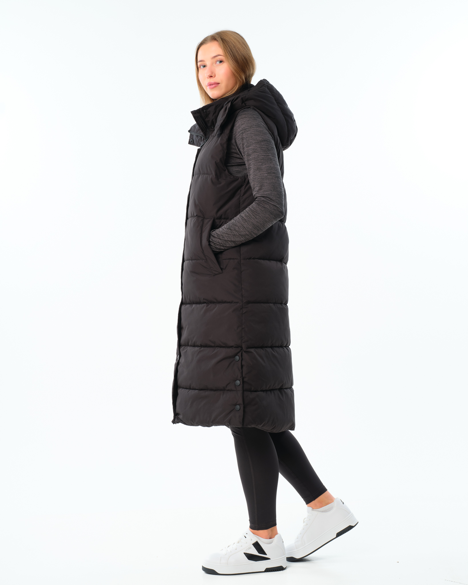 LEVITY Matilda Long Puffer Vest Black
