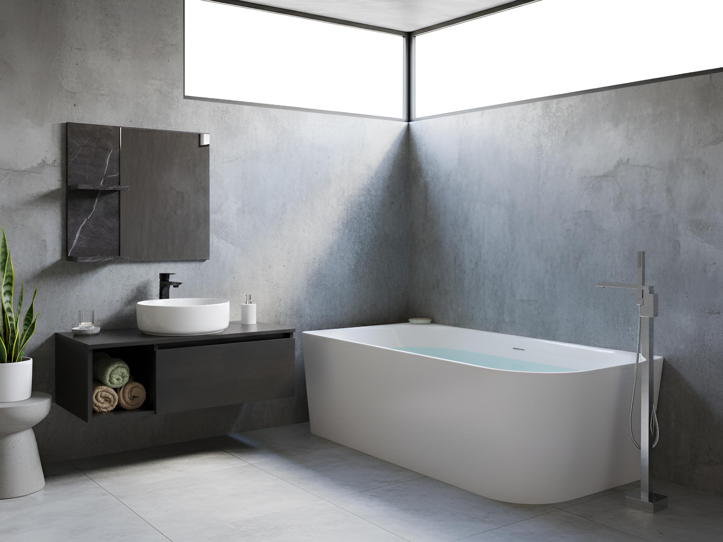 Hoekbad RENACA rechtszijdig 170 x 79 cm Wit