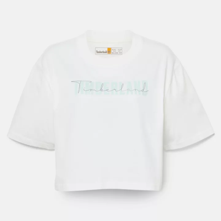 T-shirt court pour femme en blanc