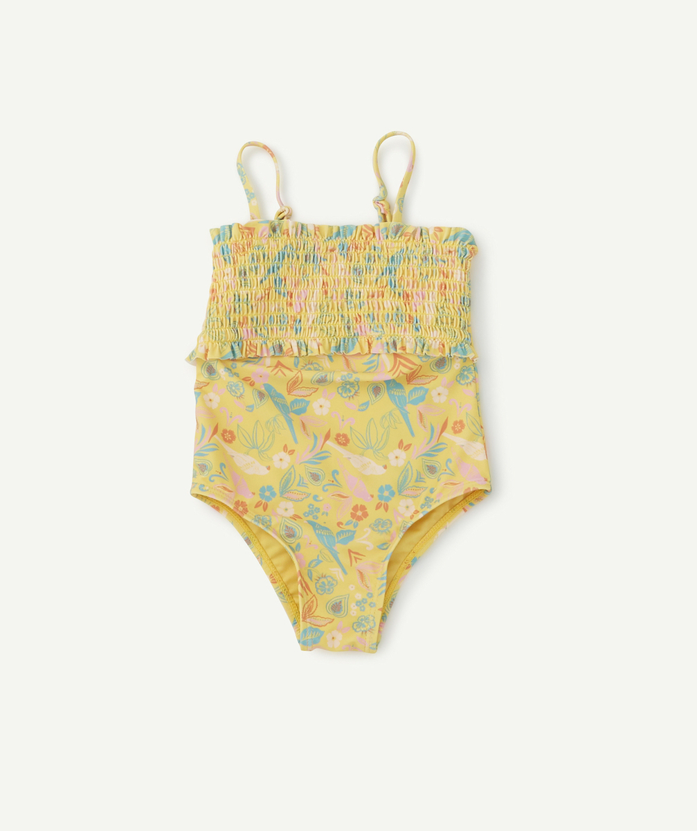 LE MAILLOT DE BAIN 1 PIÈCE JAUNE FLEURI EN FIBRES RECYCLÉES