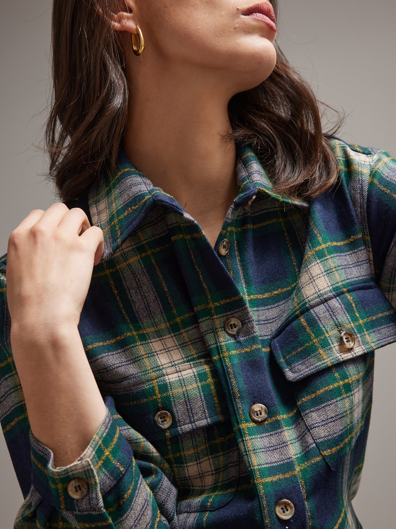 Chemise lainage carreaux femme