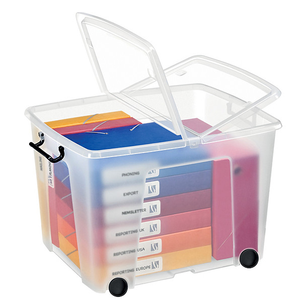 Bac de rangement multi-usages Strata by CEP 75L transparent avec roulettes