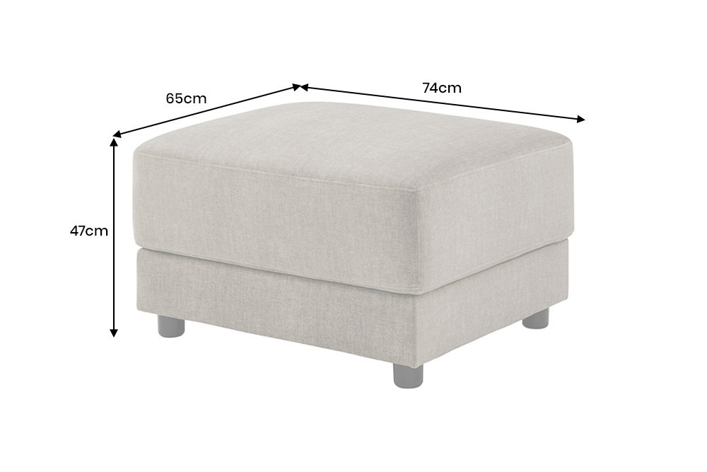 Moderner Hocker LOFT 75cm taupe Vogue Velours Samt Nosagfederung Taschenfederkern