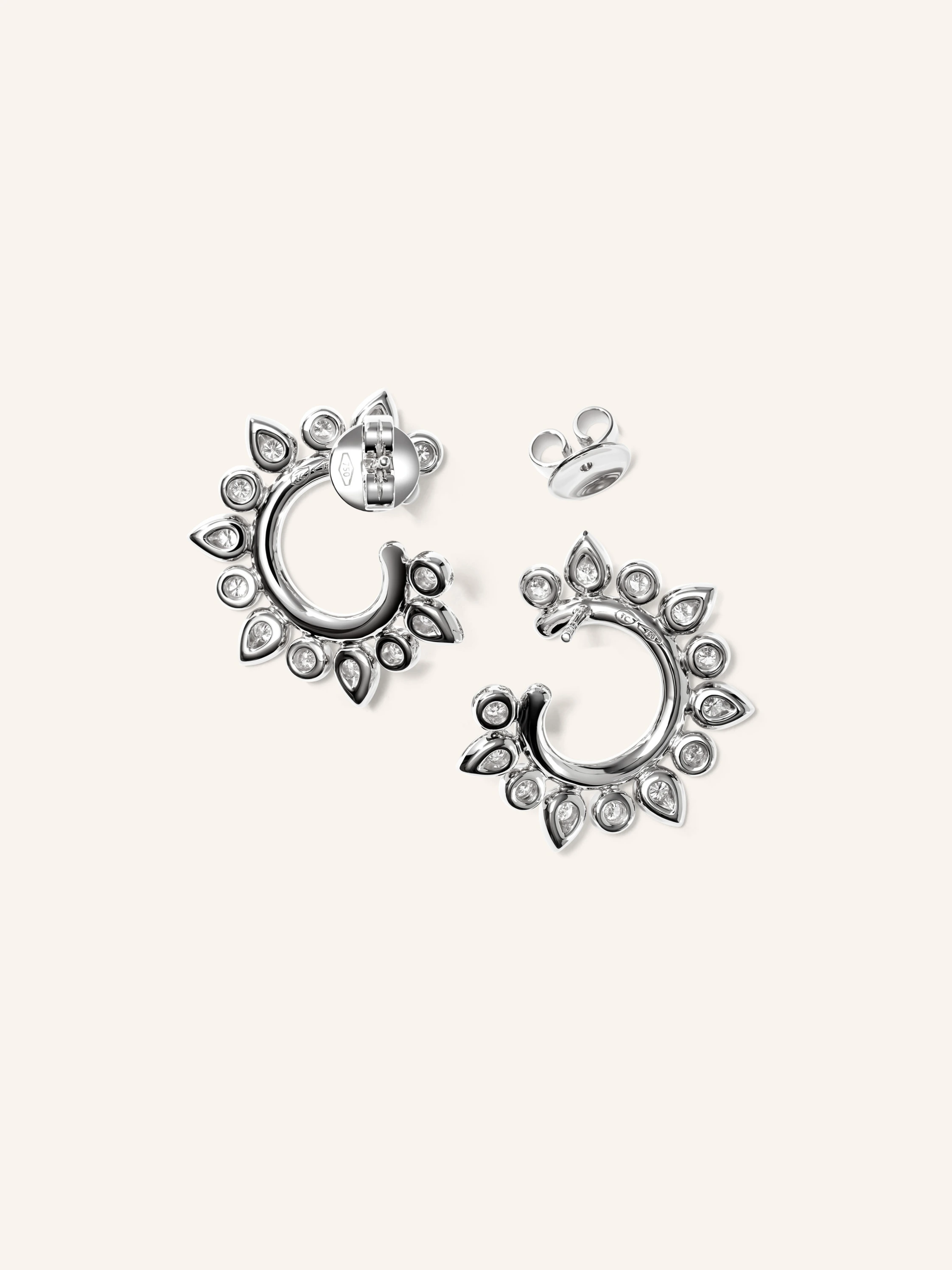TAMARA COMOLLI Ohrringe OHRRINGE GYPSY HOOP SUN CLASSIC 18K Weißgold