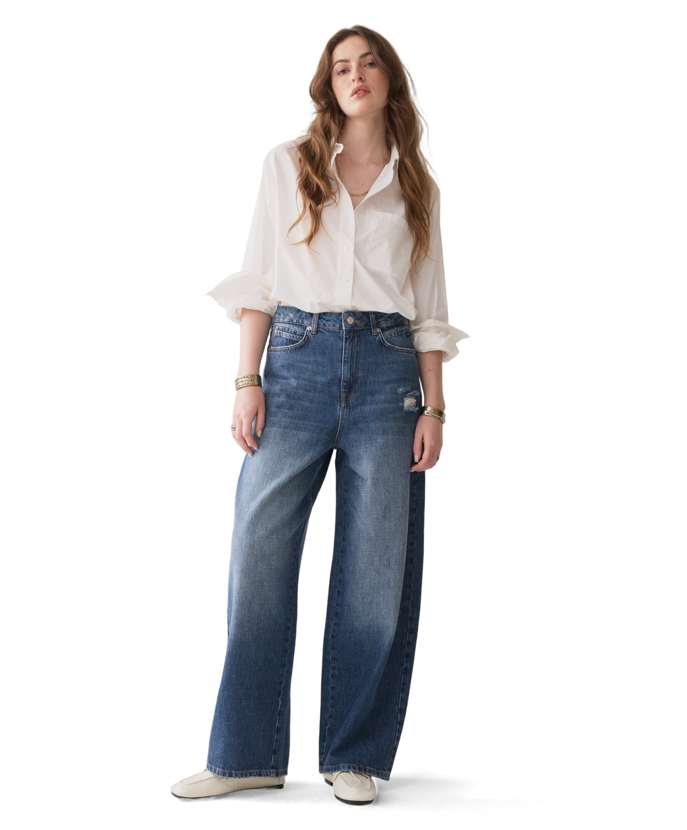 Summum Woman Loose fit Mid weight cotton dames jeans blauw