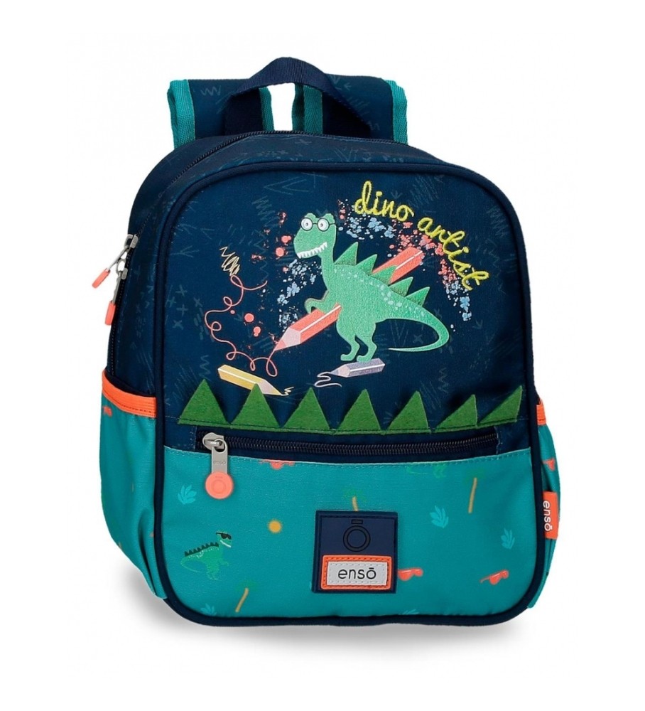 Mochila pequena Enso Enso Dino artista multicolorida