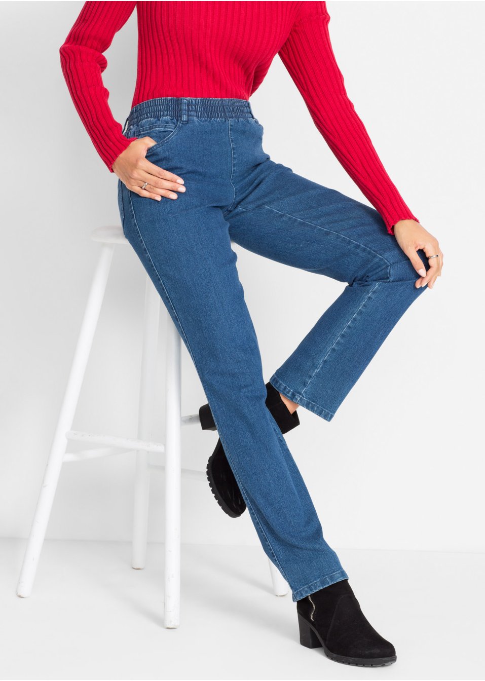 Lot de 2 pantalons extensibles à taille confortable, Straight