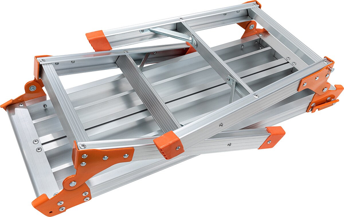 Craftfull Arbeitsplattform CF-107A, klappbar, Sicherheitsbügel, Arbeitspodest aus Aluminium, 150 kg (Silber/Orange)
