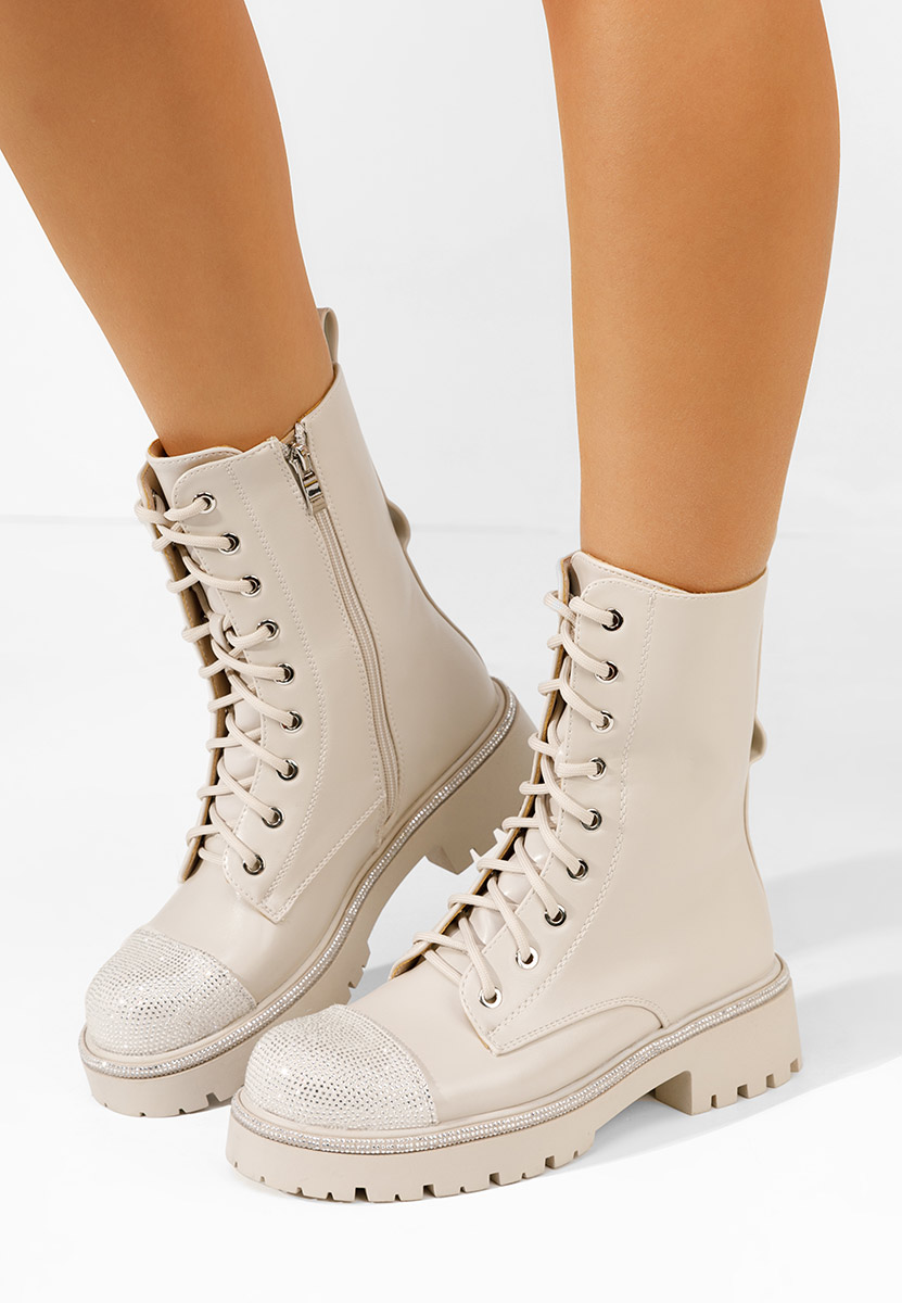Bottines à semelle épaisse beige Aloya