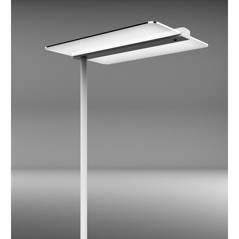Lampadaire glasslight orius unilux led gradable sur socle blanc