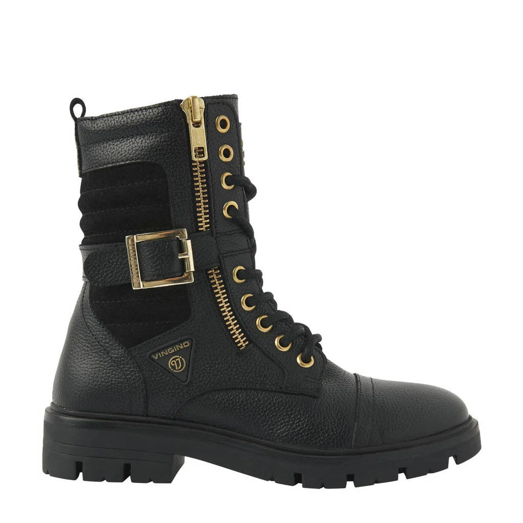 Vingino Brittleren veterboots zwart