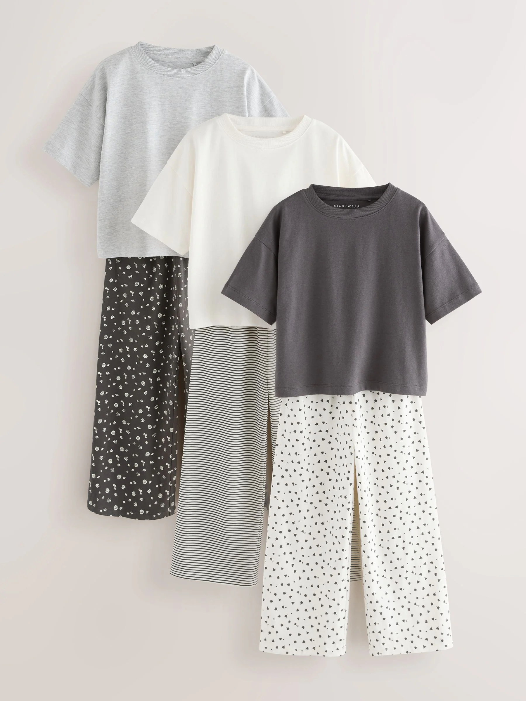 Monochrome print - Wide Leg Pyjamas 3 Pack (3-16yrs)