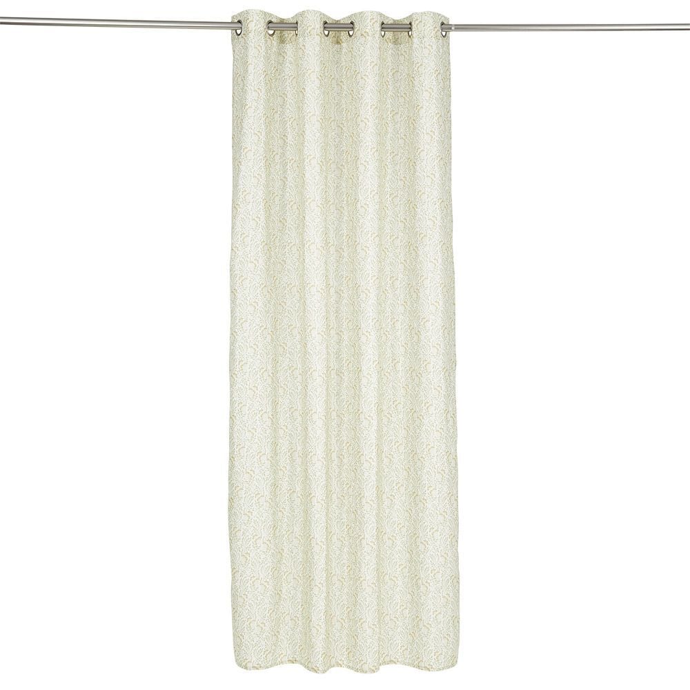 Rideau blanc imprimé feuillage vert lin et polyester 140x240cm