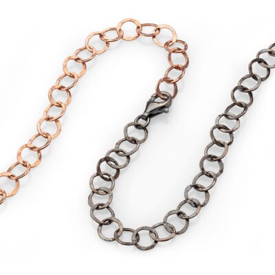 Lange Kette Hammerschlag, Roségold-Oxid