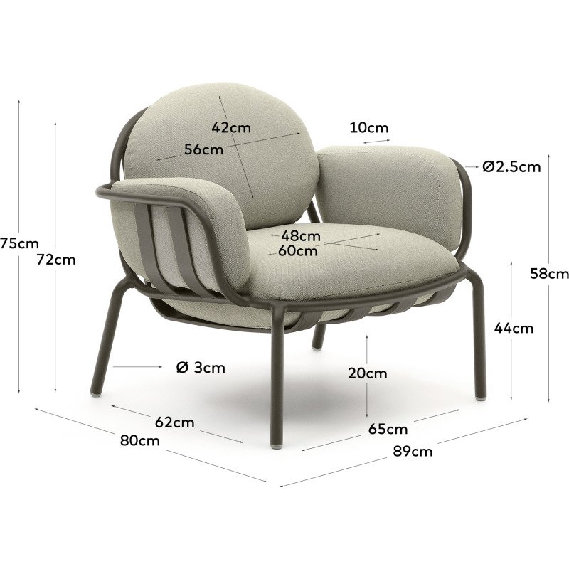 Fauteuil de jardin Joncols en aluminium finition peinture verte